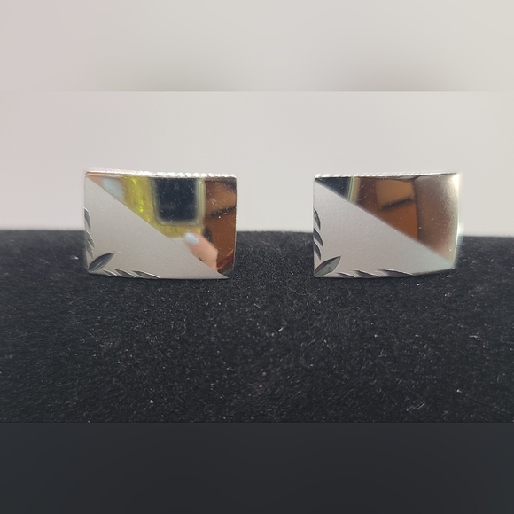 Other - Mirrored Etched Silver Tone Cufflinks